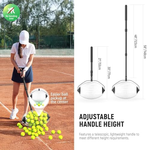 NEEWER Tennis Ball Pickleball Collector Roller, No Bending Over Quick Rolling Picker for Up to 40 Tennis Balls
