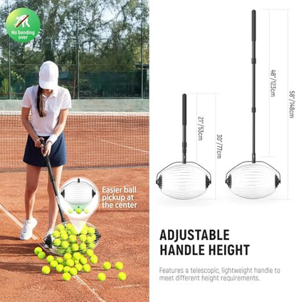 NEEWER Tennis Ball Pickleball Collector Roller, No Bending Over Quick Rolling Picker for Up to 40 Tennis Balls