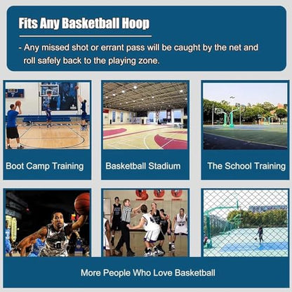 Basketball Hoop Returner Return Attachment Shooting Machine Metal Ball with Net Rotating Chute Rebounder Exercise for Shot Ef
