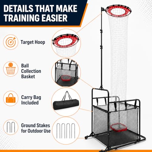 Volleyball Setting Net, Setter Volleyball Training Net Adjustable Height, 45°-180° Adjustable Angle, Stable Base for Indoor Outdoor Practice Equipment - size: 6.9–10.8 FT