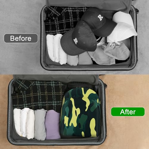 GERMUN Hard baseball hat case, Hat Carrier Travel Case with Adjustable Shoulder Strap, Hat cap case for 6 Baseball Caps - Perfect for Traveling (Camo Green) - color: Camo Green