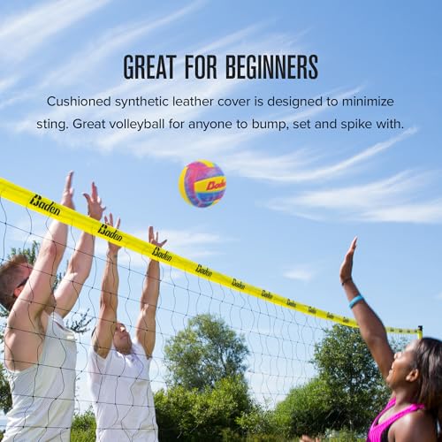 Baden | Fun Design | Official Size & Weight Indoor & Outdoor Volleyball | Bright & Beachy! Soft Touch Synthetic Leather, Durable Stitching |All Ages & Skill Levels