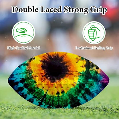 American Football, Official Size 11.9 x 7.3 Inch, Premium Composite Leather High-Grip Ball with Pro-Style Lacing, Unique Prints for Training, Games & Gifts - color: Rainbow Abstract