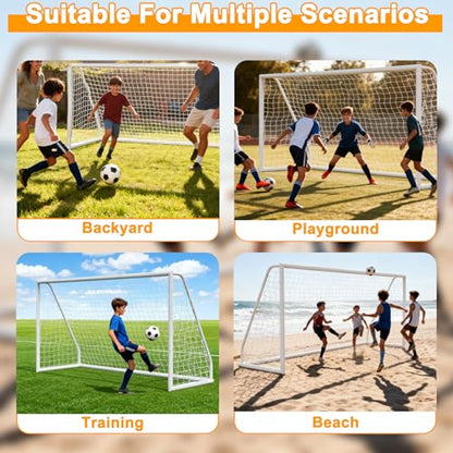 HomGarden Portable Soccer Goal for Backyard,12x6 / 10x6.5 / 8x5ft /6x4 Full Size Soccer Goals for Kids Adults Soccer Net Backyard Soccer Goals - size: 12×6 ft