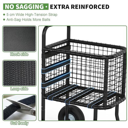 GARVIN Baseball Cart with Wheels – Heavy-Duty Powder-Coated Steel Frame, Holds 300+ Baseballs or 150 Softballs, 10.5" All-Terrain Wheels, Ball Transport Cart for Field & Training