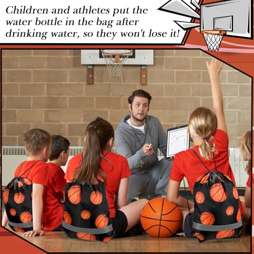 Saintrygo 12 Pcs String Bags Drawstring Back Sack with Reflective Stripe String Bags for Yoga Dance Swimming (Basketball) - style: Basketball