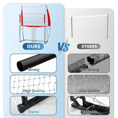 Volleyball Practice Net 8x11 Ft, 2 in 1 Volleyball Training Station for Hitting Spiking Serving, 3-Height Adjustable Portable Volley Nets w/Carry Bag, Sports Games for Beach Backyard Outdoor Indoor