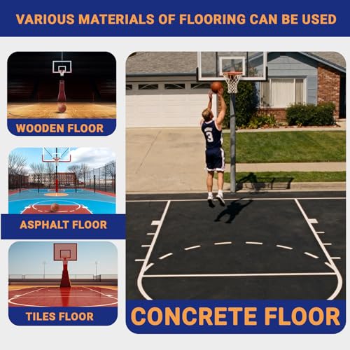 Reusable Basketball Court Stencil Kit for Concrete, Basketball Court Marking Kit, Plastic Material, Sun-Resistant NOT Paper Board, Durable,Can be Used More Than 20 Times. (Free Throw Line) - style: FREE THROW LINE