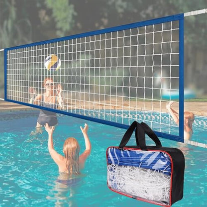 Adjustable Pool Volleyball Net Replacement, 15x3 ft Length Portable Volleyball Net with Carry Bag, for Outdoor Backyard Swimming Pool and Beach Use