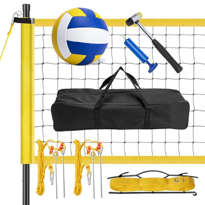 Portable Volleyball Set for Backyard Outdoor - Professional Volleyball Net with Poles, Includes Volleyball, Hammer, Boundary Lines & Carry Bag for Easy Setup