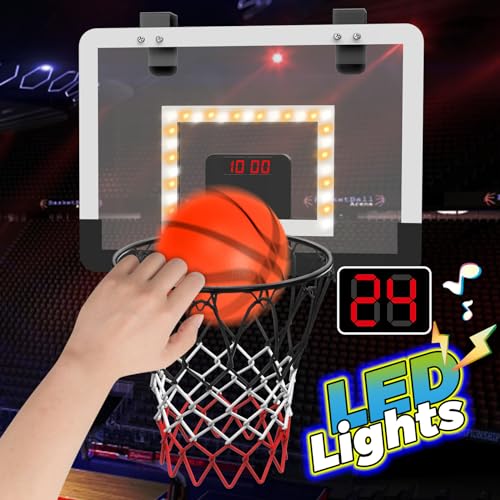 Indoor Mini Basketball Hoop Set for Kids for Door Wall Room with 3 Balls Electronic Scoreboard