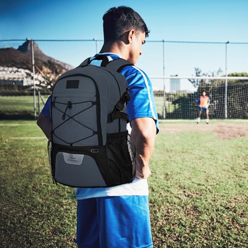 Goloni Soccer Backpack,Basketball Backpack with Ball Compartment & Shoe Compartment,Backpack for Basketball,Soccer - color: Dark Grey