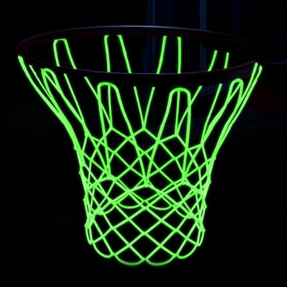 Basketball Net Outdoor Luminous Basketball Net Nightlight Glow Basketball Net Replacement 12 Loops Portable Nylon Basketball Net for Sports All Weather Anti Whip