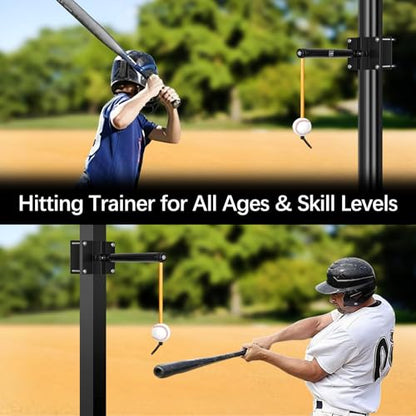 Baseball & Softball Batting Trainers for Beginners and Pros, Locking Post Style Tether Ball Set, Swing Trainer for Hitting Training Equipment, Easy Install on 3"-6" Round & 2"-6" Square Posts
