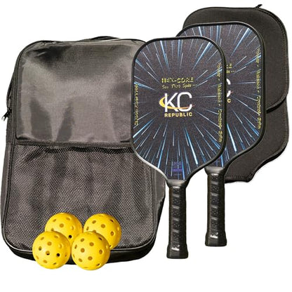 Pickleball Paddle Set – T700 Smooth Carbon Fiber Paddles with Covers, 2 Thermoforming 4-Layer Rackets, 4 Outdoor Pickleballs & Carry Bag | USAPA Approved Lightweight & 16MM Polymer Honeycomb Core
