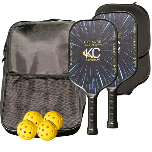 Pickleball Paddle Set – T700 Smooth Carbon Fiber Paddles with Covers, 2 Thermoforming 4-Layer Rackets, 4 Outdoor Pickleballs & Carry Bag | USAPA Approved Lightweight & 16MM Polymer Honeycomb Core