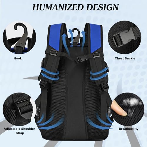 LARIPOP Basketball Backpack Large Basketball Bag with Ball Holder & Shoe Compartment for Youth Adults Men Women - color: Blue