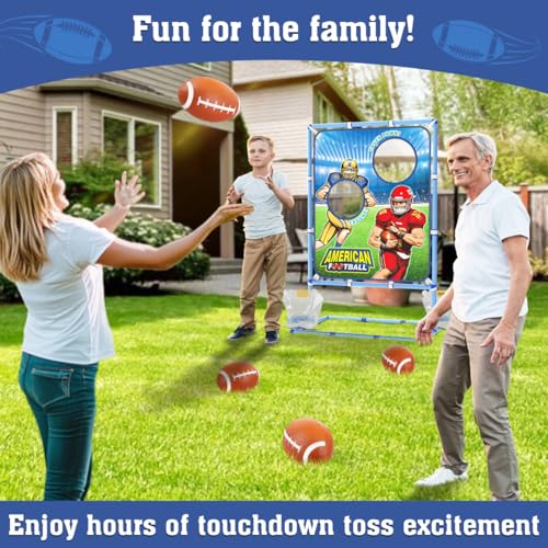 Polkoliye Football Toss Game with 4 Inflatable Balls, Indoor/Outdoor Football Throwing Target Toy for Kids Ages 4-7 8-12- Perfect Christmas Birthday Gifts for 4 5 6 7 8 9 10 11 12 Year Old Boys Girls