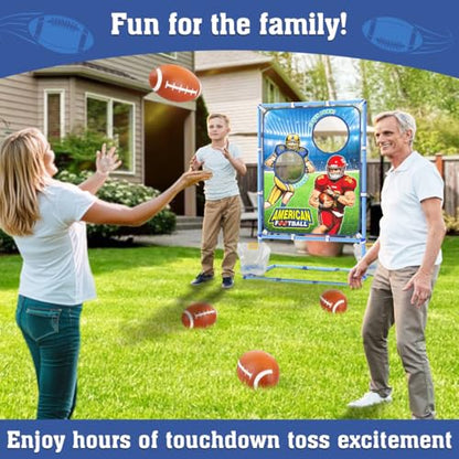 Polkoliye Football Toss Game with 4 Inflatable Balls, Indoor/Outdoor Football Throwing Target Toy for Kids Ages 4-7 8-12- Perfect Christmas Birthday Gifts for 4 5 6 7 8 9 10 11 12 Year Old Boys Girls