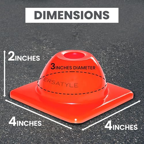 Versatyle Heavy Duty Agility Training Cones (2 in, 6 in, 9 in, 12 in, 28 in) for Sports, Kids Coaching, Multipurpose Field Marker Cones, Soccer, Basketball Drills, Bike, Motorcycle, Traffic Training - style: 2in, Orange, 12 Pack