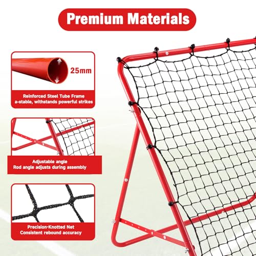 Soccer Rebounder Net, Adjustable Angle Football Training Equipment with Steel Frame, Portable Folding Rebound Net for Passing and Control Practice, Easy Setup Outdoor Sports Gear for Youth and Adults