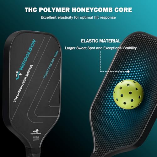Pickleball Paddles, Multi-Layer T700 Textured Carbon Fiber Pickleball Paddle, 2-Types of Thickenesses, Strong Power and Spin Surface, USAPA Approved Carbon Fiber Surface Pickle Ball Paddle
