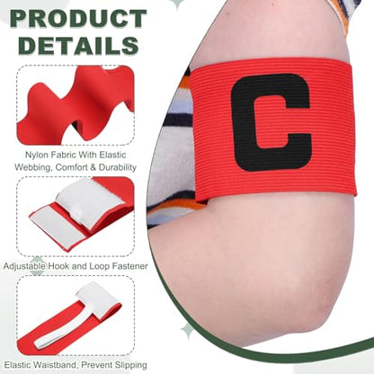 Captain Armbands, Adjustable Leader Arm Band for Soccer Elastic Team Sport Arm Band -Fitting for Football/Volleyball/Rugby - color: Red/Blue/Yellow