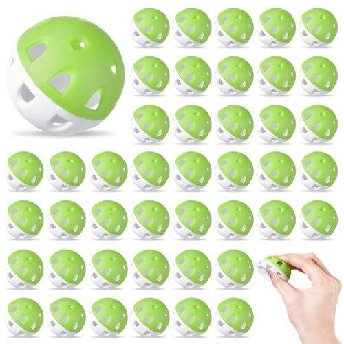Junkin 50 Pack Practice Golf Balls Limited Flight Plastic Impact Golf Balls 1.65 Inch Hollow Soft Training Resistant EVA Foam Realistic Feel for Indoor Outdoor Swing Training - color: Green