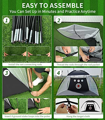 Golf Net, 9x7FT Home Golf Hitting Net for Backyard Driving Chipping Swing Indoor Training Chipping Aid Nets, Gifts for Men Him Dad Golfers