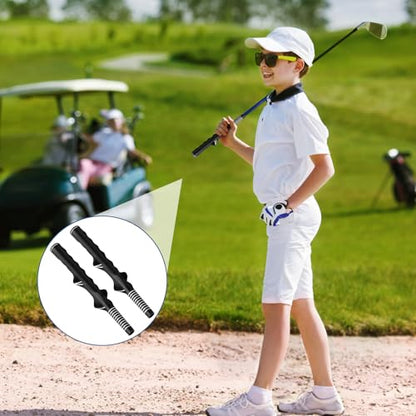 2 Pack Golf Grip Trainer Right Hand, Black Rubber Golf Training Grip Corrector, Standard Golf Grip Aid for Swing Practice Men Women Beginner Correct Posture (2)