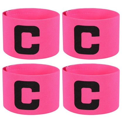 4 Pcs Captain Arm Bands for Soccer, Pink Soccer Captain Armbands, Adjustable Leader Armband for World Cup Party Favors Rugby, Football, Volleyball, Basketball, Sport Player