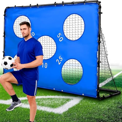 Simgoing 2 in 1 Soccer Goal Portable for Backyard Soccer Training Net Detachable Metal Target Goal Net with Ground Nails for Indoor Outdoor Sports