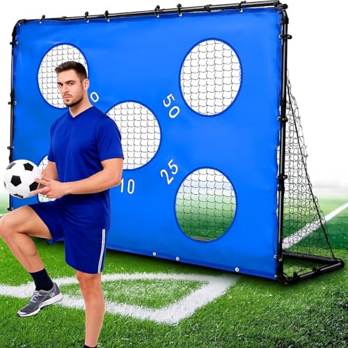 Simgoing 2 in 1 Soccer Goal Portable for Backyard Soccer Training Net Detachable Metal Target Goal Net with Ground Nails for Indoor Outdoor Sports