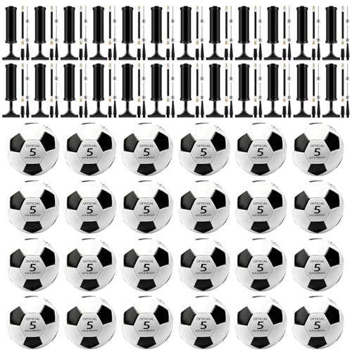 NICEMOVIC Deflated Soccer Balls Size 5 Bulk with Pumps, Operation Christmas Bulk Items for Adults Donation Charity Train Practice Game, Deflated Soccer Balls with Pump Needles Set - size: 48 Pack