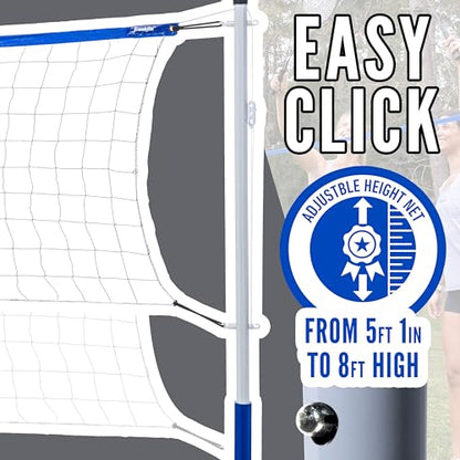 Franklin Sports Volleyball + Badminton Sets - Beach + Backyard Game Set - Volleyball, Pump, Badminton Rackets, Birdies, Net + Poles Included - style: Recreational Badminton/Volleyball Set