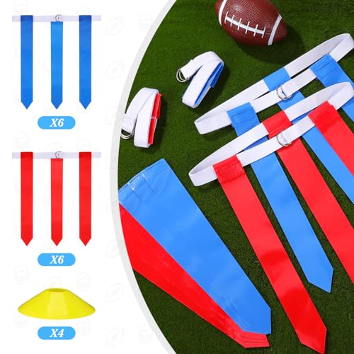 HANABASS Football Flags Set for Boys and Girls Adults 16 Piece Training Kit Belts Cones Equipment