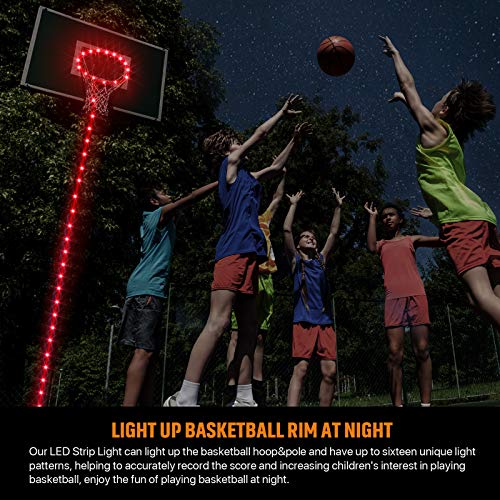 Waybelive LED Basketball Hoop Lights, Remote Control Basketball Rim LED Light, 16 Color Change by Yourself, Waterproof, Super Bright to Play at Night Outdoors, Good Gift for Kids - style: LED Basketball Rim&Pole Light