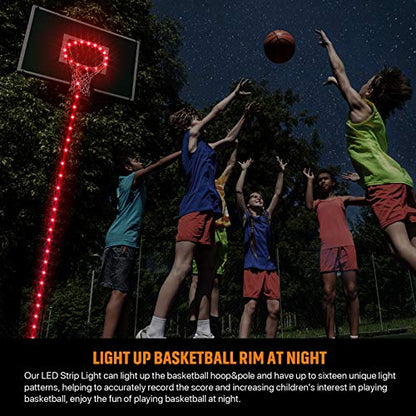 Waybelive LED Basketball Hoop Lights, Remote Control Basketball Rim LED Light, 16 Color Change by Yourself, Waterproof, Super Bright to Play at Night Outdoors, Good Gift for Kids - style: LED Basketball Rim&Pole Light