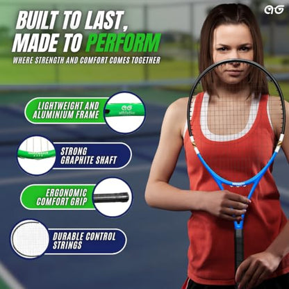Teen Tennis Racket Set-27 Inch Tennis Rackets for Beginners and Youth Players-Lightweight Racquets with Carry Bag, Grip Tape, and Ball Offer-Ideal for Boys & Girls Ages 12+