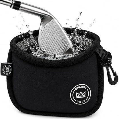 Golf Club and Ball Cleaner for Golf Bag, Clip-On Club and Ball Cleaner Pouch with Waffle Towel Interior, Wet Inside Dry Outside, Club and Ball Cleaner for Golf Bag Use On Course