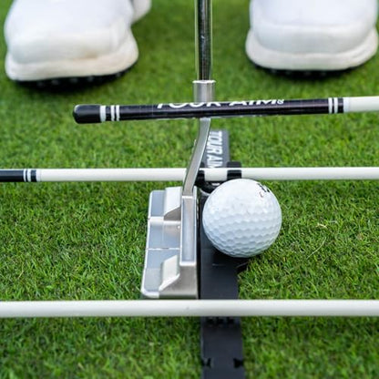 Tour Aim + Alignment Stick Adapter — Perfect Your Aim, Alignment, Face Angle, and Ball Position. Use Real Golf Tees of Mats.