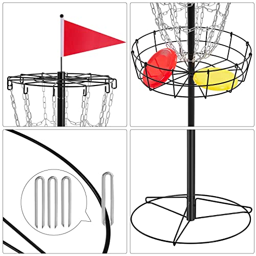 Yaheetech Disc Golf Basket Portable Disc Golf Practice Set 12/24 Chain w/Basket Target and Double Steel Chains for Outdoor - color: Black