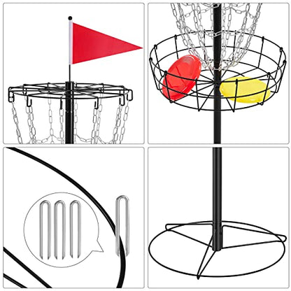 Yaheetech Disc Golf Basket Portable Disc Golf Practice Set 12/24 Chain w/Basket Target and Double Steel Chains for Outdoor - color: Black