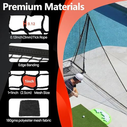 Golf Hitting Nets Attachment, 7 * 10/7 * 7FT Heavy Duty Side Net Barrier Net for Golf, Baseball, Hockey with Sandbag - size: 7x7ft(1Pack)