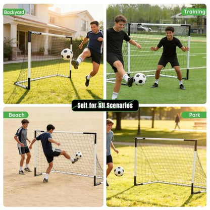 Heavy Duty Soccer Goal 2.6x3|4x6|6x8|6.5x10|6.5x12FT, All-Weather Steel Frame Tool-Free Quick Assembly Football Training Goal, Multi-Size Backyard & Match Equipment with Ground Stakes - size: M | 123x180cm
