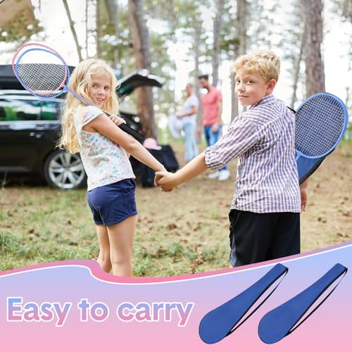 12 Pack Badminton Rackets Set Including Badminton Racquets, Nylon Shuttlecocks and Carry Bag for Outdoor Backyard Games Beginners - color: Light Pink, Light Blue