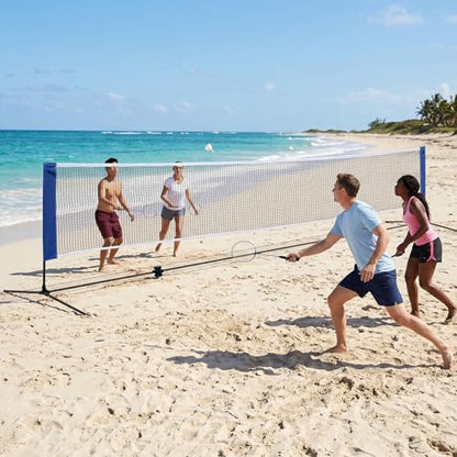 20" Portable Badminton Net with Carry Bag, Foldable Volleyball + Badminton Sets for Beach, Swimming Pool, Grassland, Backyard