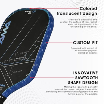 PICKLETECH Pickleball Paddle Protection Tape - Paddle Head Edge Guard - Racket Edge Protection Tape -Fit Perfectly Curved Edge -No Wrinkling - color: Blue Grid, size: Width 20mm