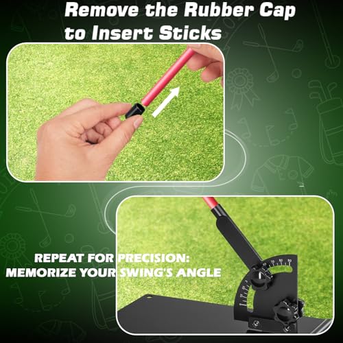 Pro Golf Alignment Sticks Holder – Adjustable Swing Plane Trainer with Weighted Base | Golf Training Aid for Swing Path, Putting & Aiming (Black Scale) - Not Included Alignment Sticks