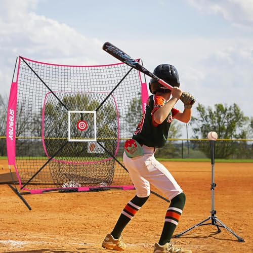 6'X6' Baseball Softball Practice Net,Pitching Net,Batting Net,with Bonus Strike Zone,Target and Bow Frame,for Hitting,Pitching,Catching - size: 6 x 6 FT, style: Strike Zone Version-Purple